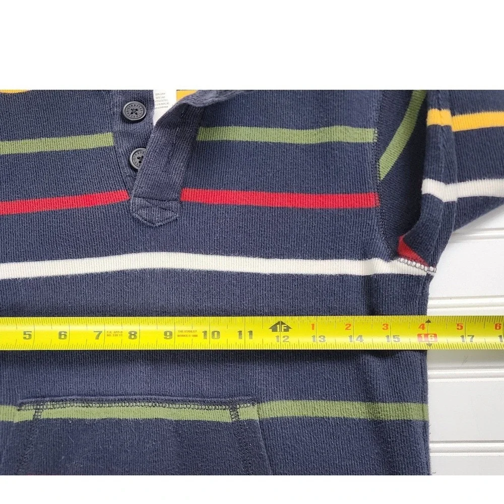 Gymboree Kids Blue Striped Button Neck‎ Pullover Long Sleeve Size 7/8 Medium